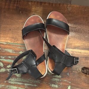 MIA Black Leather Women's Sandals